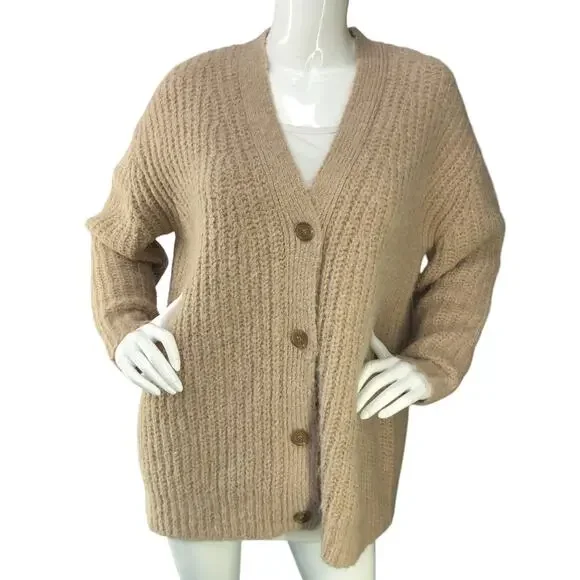 Jenni Kayne Women Size XS Cardigan Cocoon Sweater Knit Alpaca Wool Blend Oatmeal